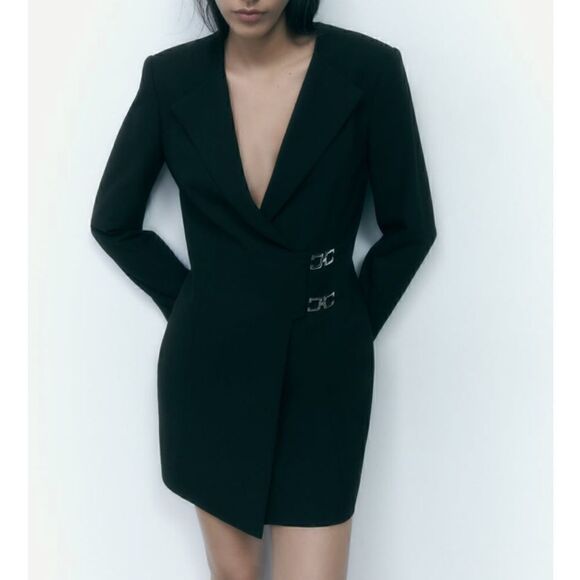 NWT Zara Side Buckle Blazer Dress - Picture 4 of 13